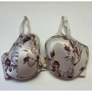 Cacique Lightly Lined Full Coverage Underwire Bra Plus Size 38DDD White Floral